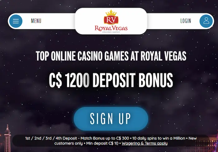 Royal Vegas Casino welcome bonus