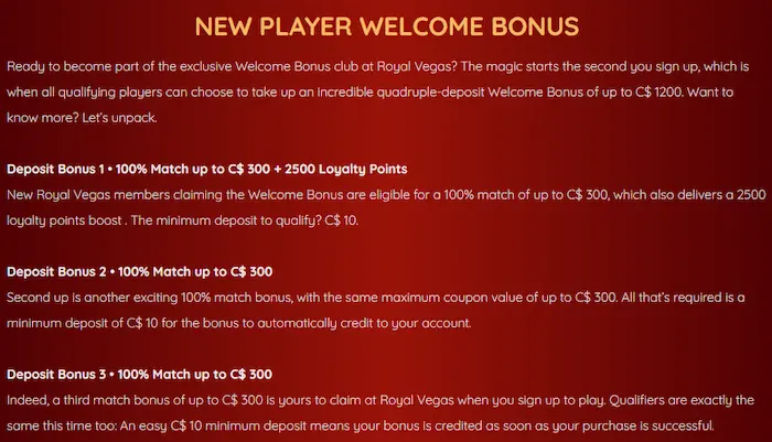 Royal Vegas Casino NZ welcome